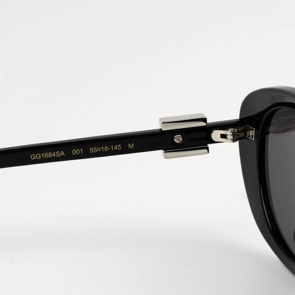 SALE! NEW Gucci GG1684SA 001 Black Grey Unisex Oval Sunglasses GG 1684SA
